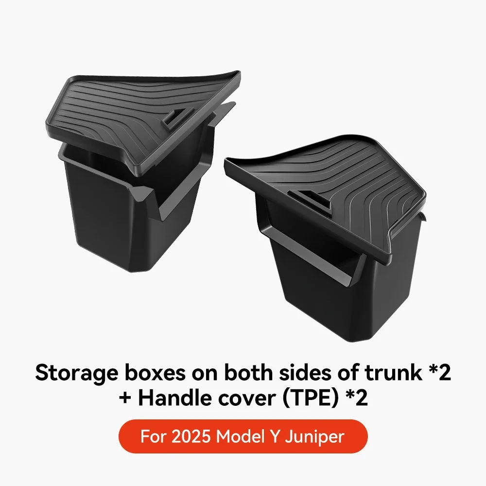 YZ For Tesla Model Y Juniper 21-2025 Trunk Side Storage Box  Hollow Cover Organizer Flocking Mat Partition Board Stowing Tidying