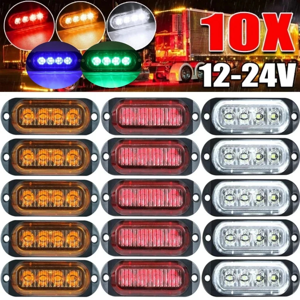 12-24V Universal 4 LED Side Marker Lights Waterproof Clearance Lamps Indicator Lamp Signal Light Truck Trailer Van Pickup Boat