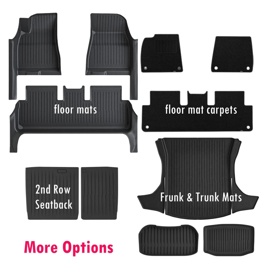 For 2024 Tesla Model 3 Highland Floor Mats with Door Sill Protector Full Cover Floor Liners with Front Rear Cargo Liner Seatback