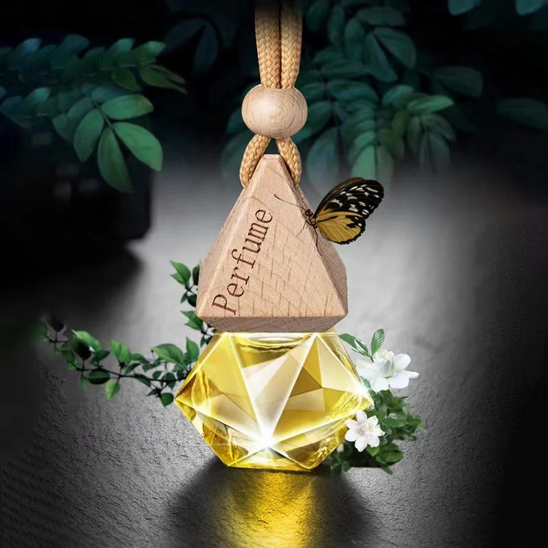 Auto Aromatherapy Fragrance Pendent Bottle Perfume Diffuser Automotive Decoration Car Hanging Glass Bottle Empty Perfume