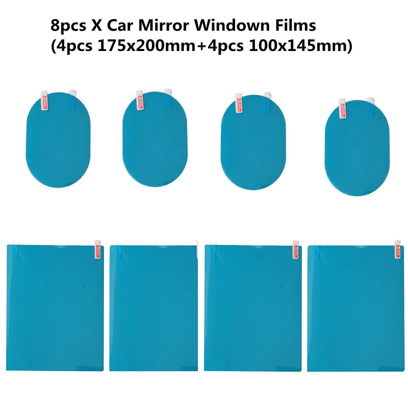 2/4/8 Pcs Car Side Rearview Mirror Waterproof Anti-Fog Film Side Window Glass Film Can Protect Your Vision Driving On Rainy Days