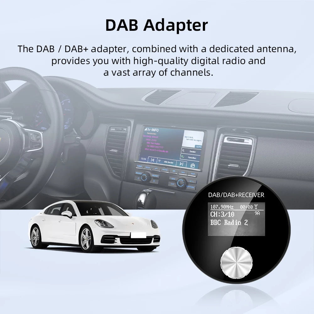 Car DAB/DAB+ Radio Adapter Portable DAB Digital Radio FM Transmitter Music Receiver Unlimited Presets