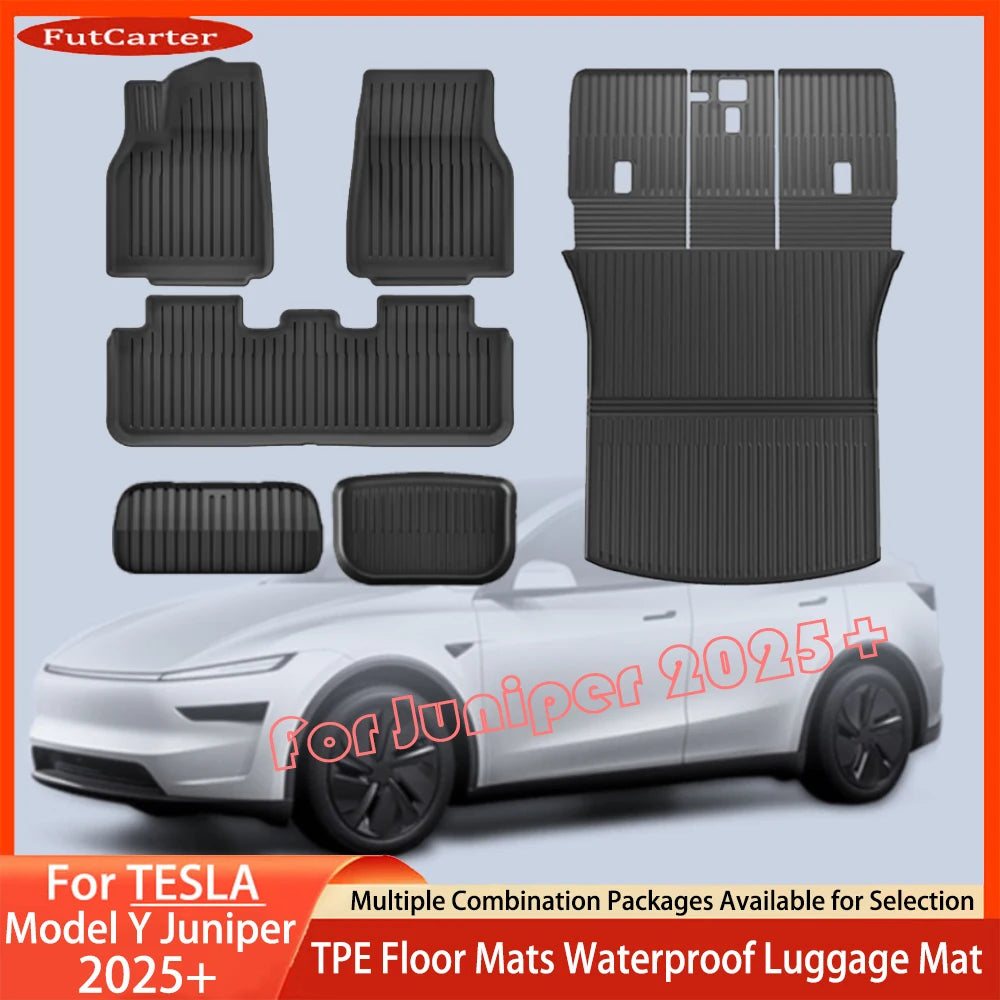 For Tesla New Model Y Juniper 2025+ TPE Floor Mats Waterproof Luggage Mat Wear-resistant Foot Pads ModelY Trunk Mats Accessories