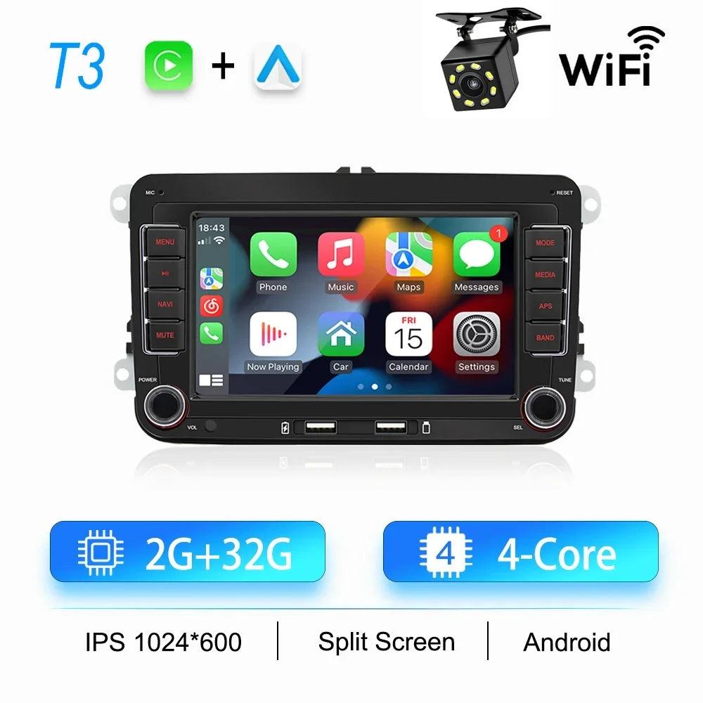 2Din Car Radio Android for Volkswagen Golf 5 6 Polo Passat B6 B7 CC Skoda Jetta Universal Multimedia Carplay Wifi GPS Navigation