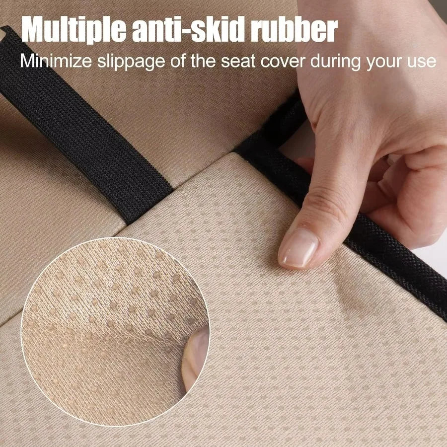 Linen Car Seat Covers for All Seasons Premium Flax Vehicle Seat Cushion Non-Slip Protector Universal Fits Most Van SUV Truck