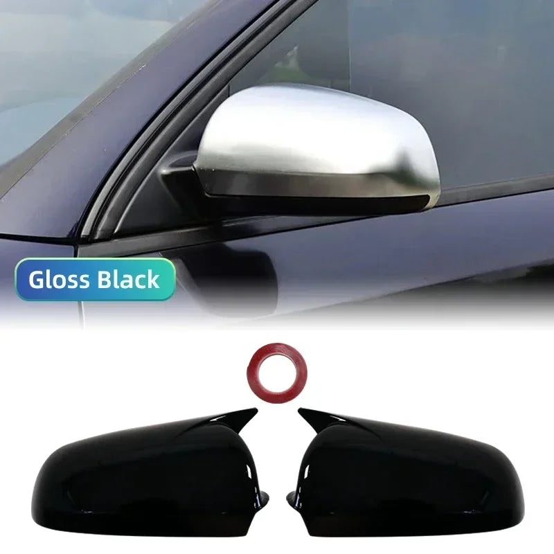 2PCS Black Side Wing Mirror Caps for Audi A3 S3 8P 05-08 A4 S4 B6 B7 8E 8H A6 S6 C6 4F Sticking Mirror Shell Covers