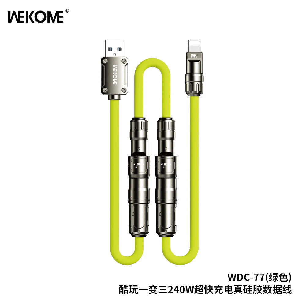 240W 3-in-1 Kirsite Cable USB Fast Charging Multiple Functions Use for iPhone iPad Notebook Tablet Xiaomi Samsung Mobile Phone