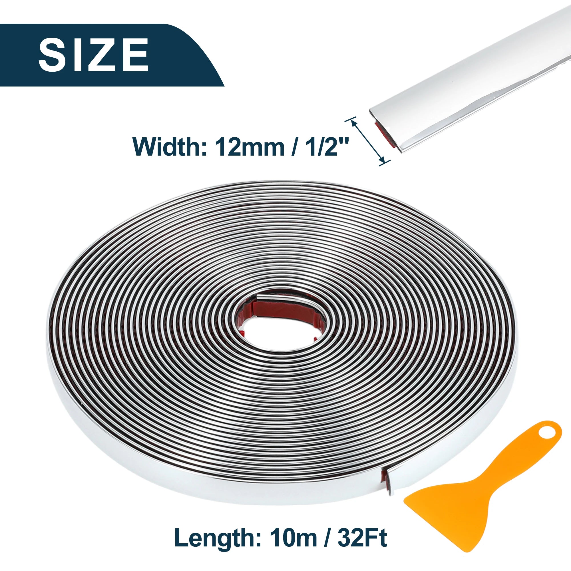 Uxcell Car Chrome Trim Molding Body Window Seal Rubbing Strip Bumper Anti-Collision Strip for Auto DIY Shiny Self-Adhesive Strip