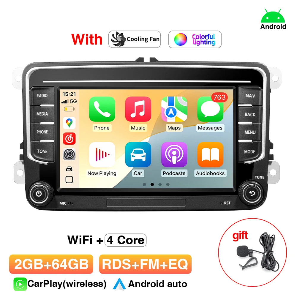 GRANDnavi Android13 Car Radio GPS For VW Volkswagen Skoda Octavia Golf 5 6 Touran Passat B6 Polo Jetta 2Din Multimedia Player