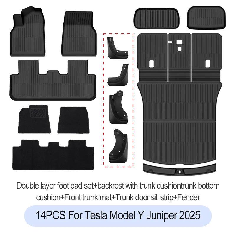 For Tesla New Model Y Juniper 2025+ TPE Floor Mats Waterproof Luggage Mat Wear-resistant Foot Pads ModelY Trunk Mats Accessories