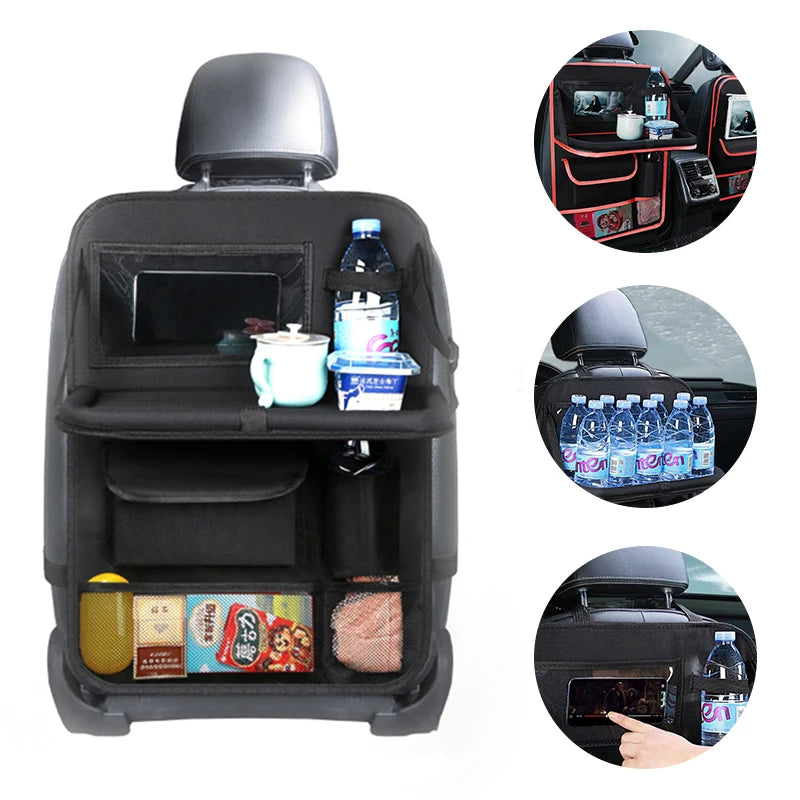 Foldable Car Seats Organizer with Tray Tablet Holder Multi-Pocket Storage Car Interior Stowing Tidying Universal Car Accessories