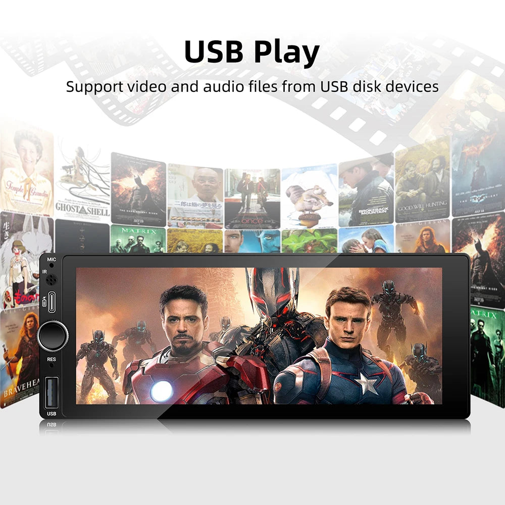 Universal 1 Din Android 6.86 Inch HD Touch Screen Wireless CarPlay Auto Car Radio Multimedia Video Player GPS FM