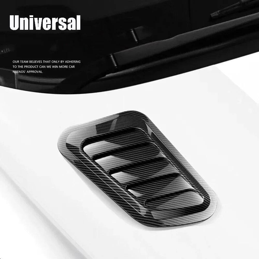2Pcs Universal Carbon Fiber Car Hood Decoration Personality Shark Gills Simulation Air Outlet Design Durable Pasted Leaf Board