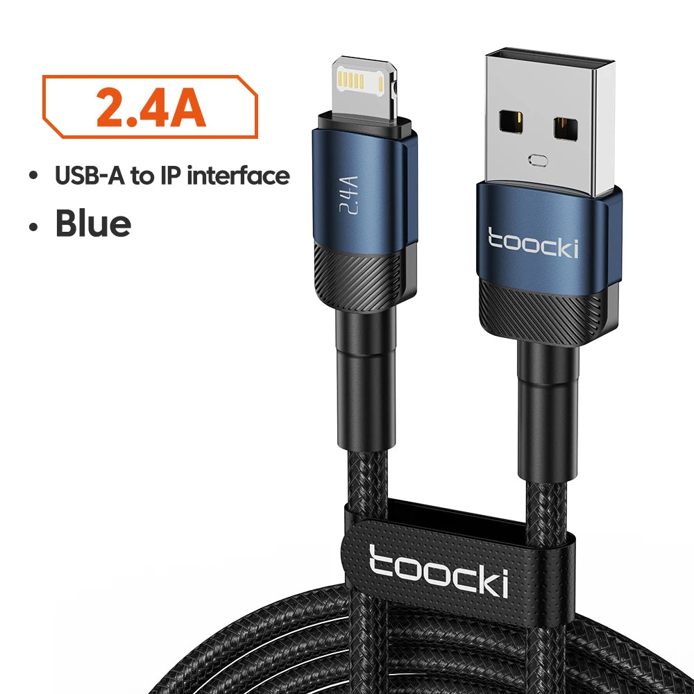 Toocki USB Lightning Cable For iPhone 14 13 12 11 Pro PlusMax Xs Xr 8 Fast Charging USB Wire For iPhone Charging Data Cord Cable