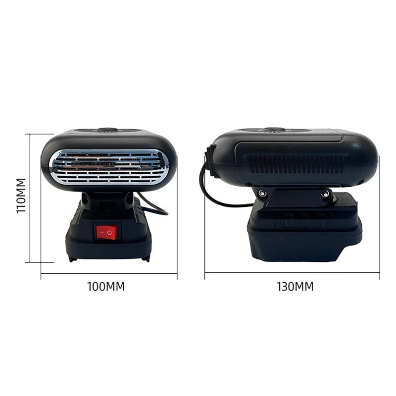 Car Heater Cold Defrosting Snow Demister Warm Wind 360° Rotation Heating Fan For Makita 18V Battery Car Mounted Outdoor Warmer