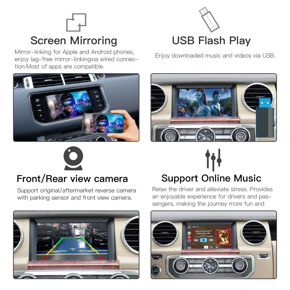 CARABC Wireless carplay Android Auto Fits For Land Rover Jaguar Bosch Discovery4 Evoque Freelander2 XJL XE XF Mirroring Decorde
