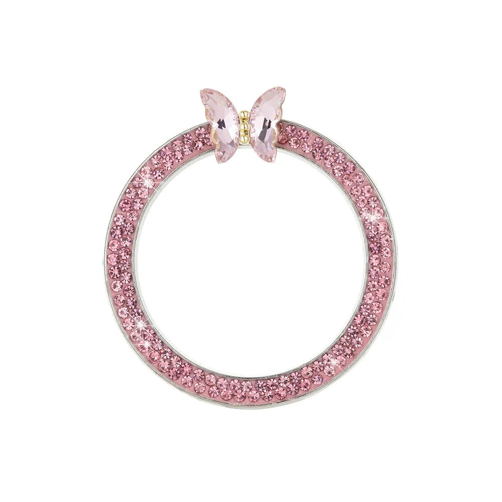 1 Pc Rhinestone Crystal Butterfly Ring Car Ignition Button Decorative Cover - Anti-Corrosion, Easy to Install, Upgraded Design