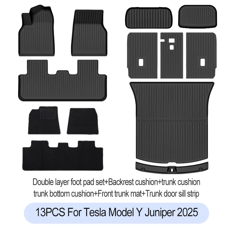 For Tesla New Model Y Juniper 2025+ TPE Floor Mats Waterproof Luggage Mat Wear-resistant Foot Pads ModelY Trunk Mats Accessories