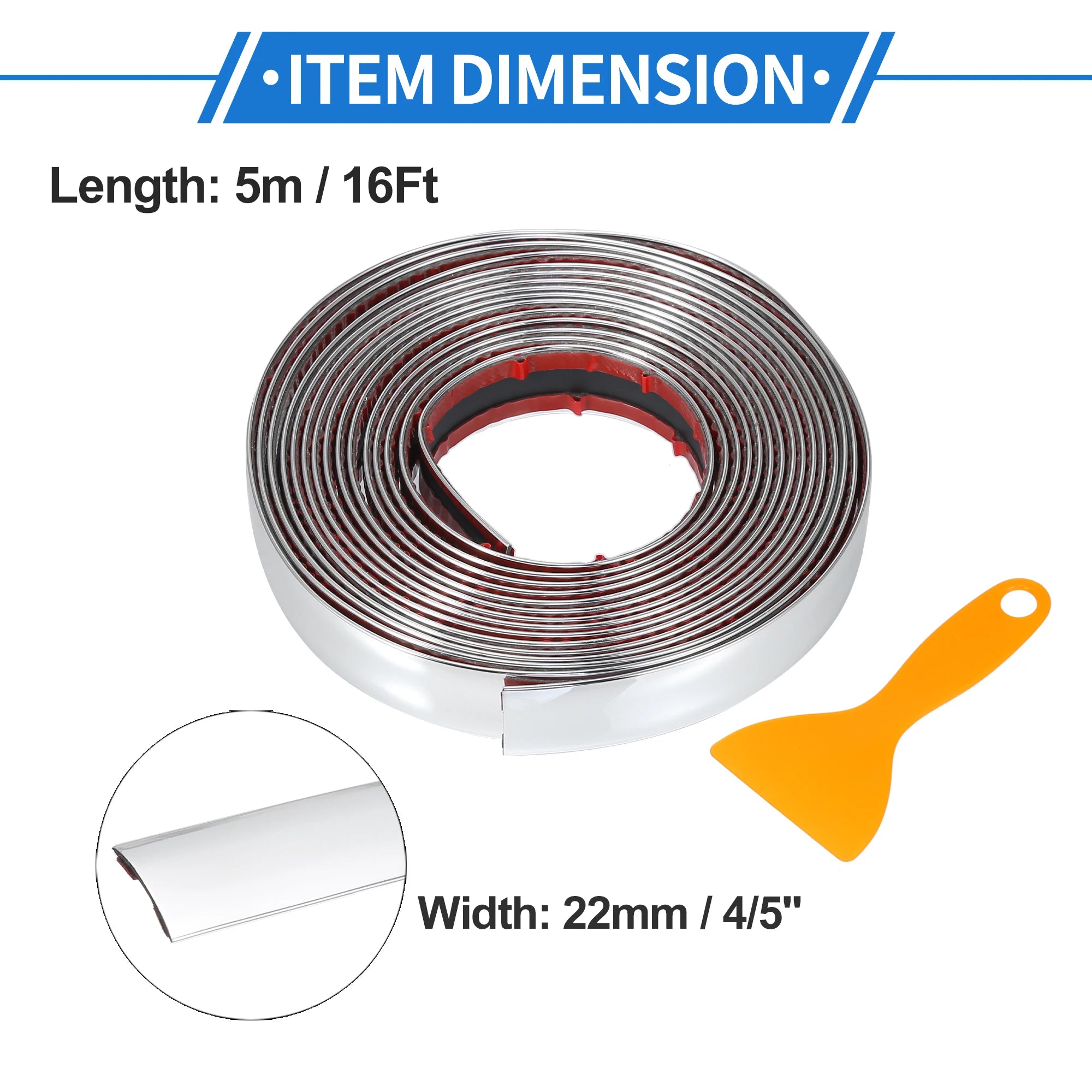 Uxcell Car Chrome Trim Molding Body Window Seal Rubbing Strip Bumper Anti-Collision Strip for Auto DIY Shiny Self-Adhesive Strip
