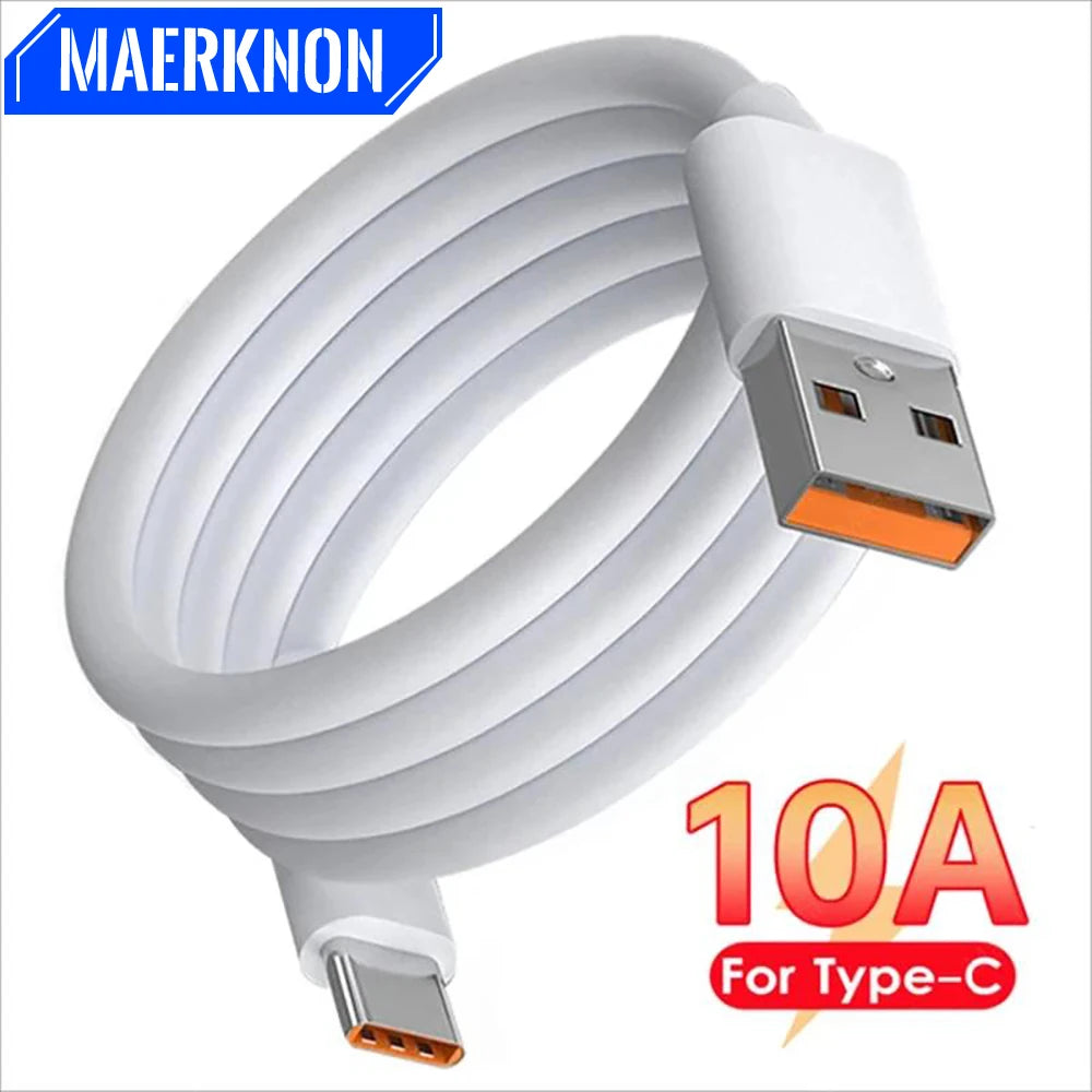 USB Type C Cable 10A 120W Super Fast Charging Data Cord Phone USB Cable For Huawei P40 Honor Xiaomi Samsung Quick Charger Cable