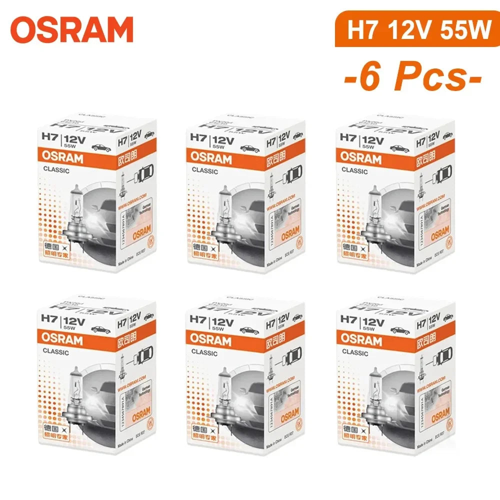 OSRAM CLASSIC 64210 H7 12V 55W PX26d Standard Hi/lo Beam Car Lamp 3200K White Halogen Light Car Headlight Bulb