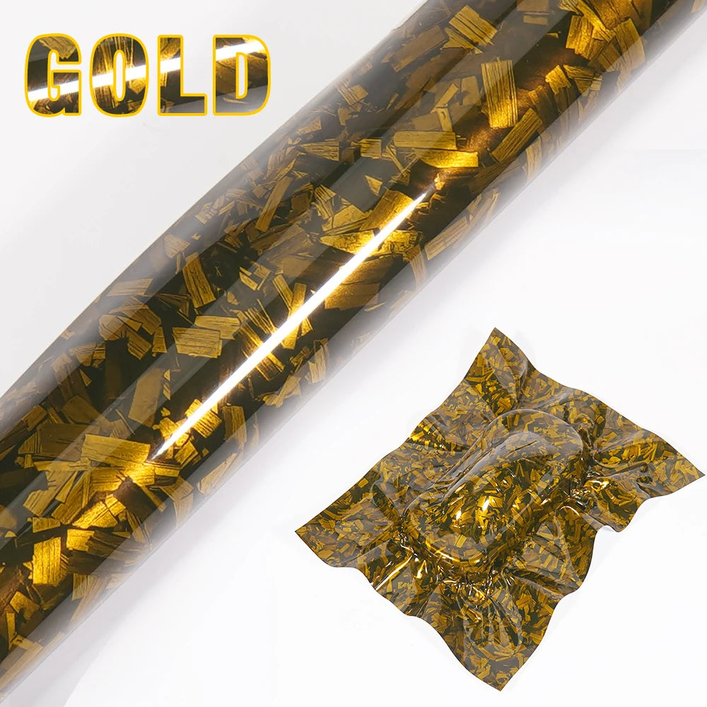 50/30cm*300cm High Glossy Black Gold Silver Red Forged Carbon Fiber Vinyl Wrap Film on the Hood Adhesive Vinyl for Car Stickers