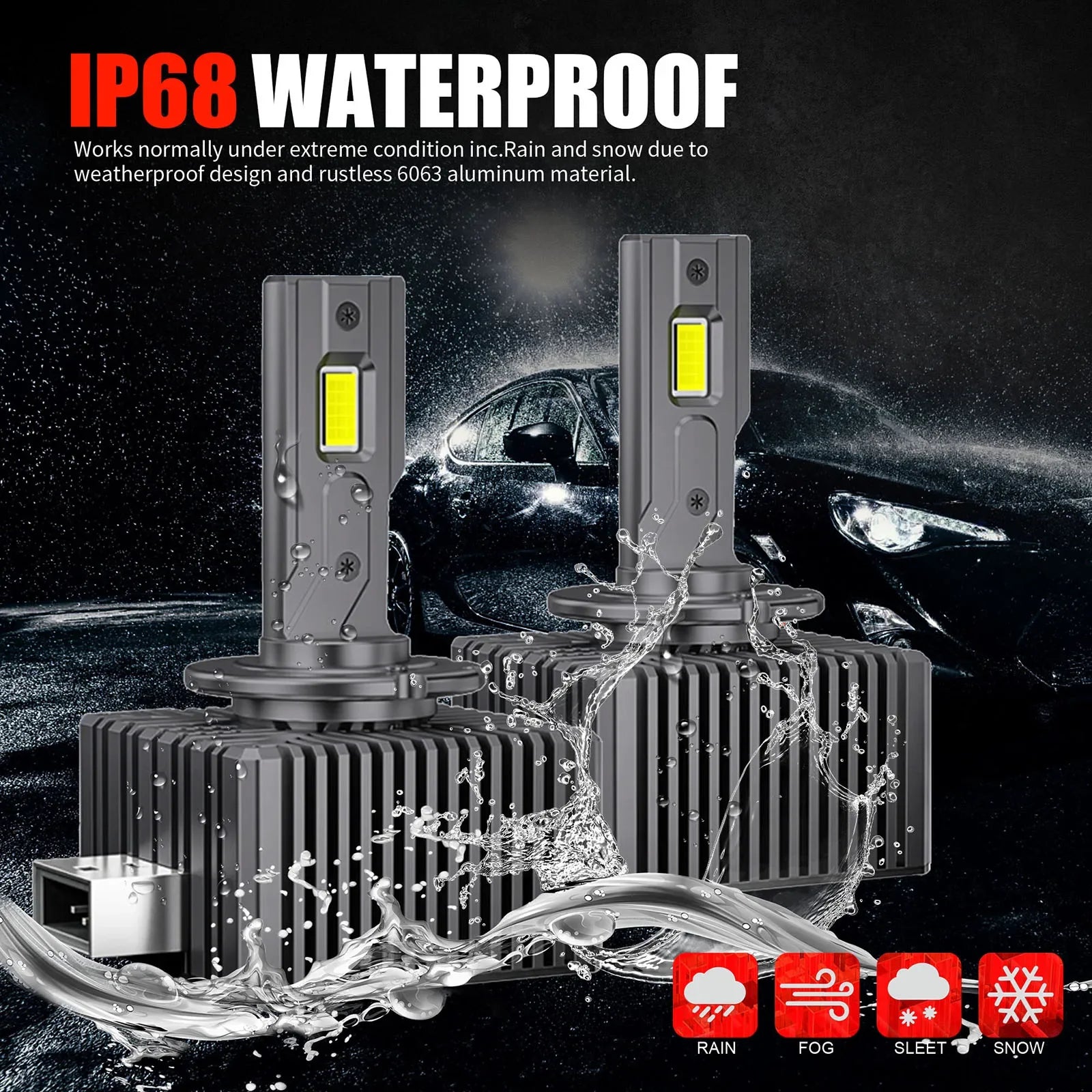 2PCS D1S D3S D8S LED Headlights HID 35W Universal Car Light D2S D4S Turbo LED 30000LM Two-sided CSP Chip 6000K Plug&Play 12V 24V