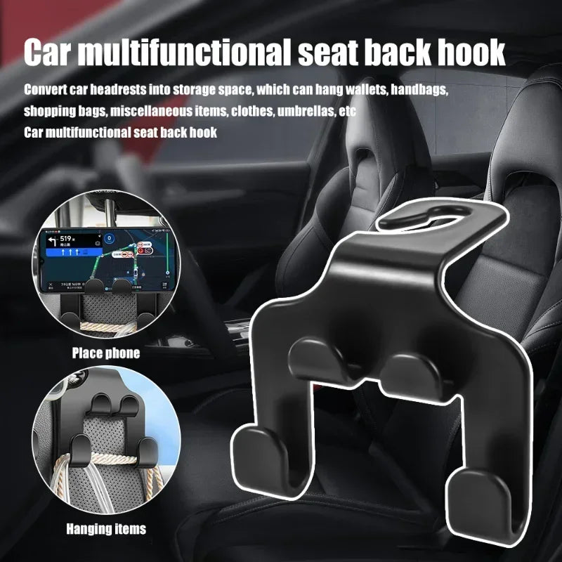Car Seat Headrest Hook Hanger Black Storage Organizer Universal for Umbrella Purse Coat Fit Universal Vehicle Car Holder Black