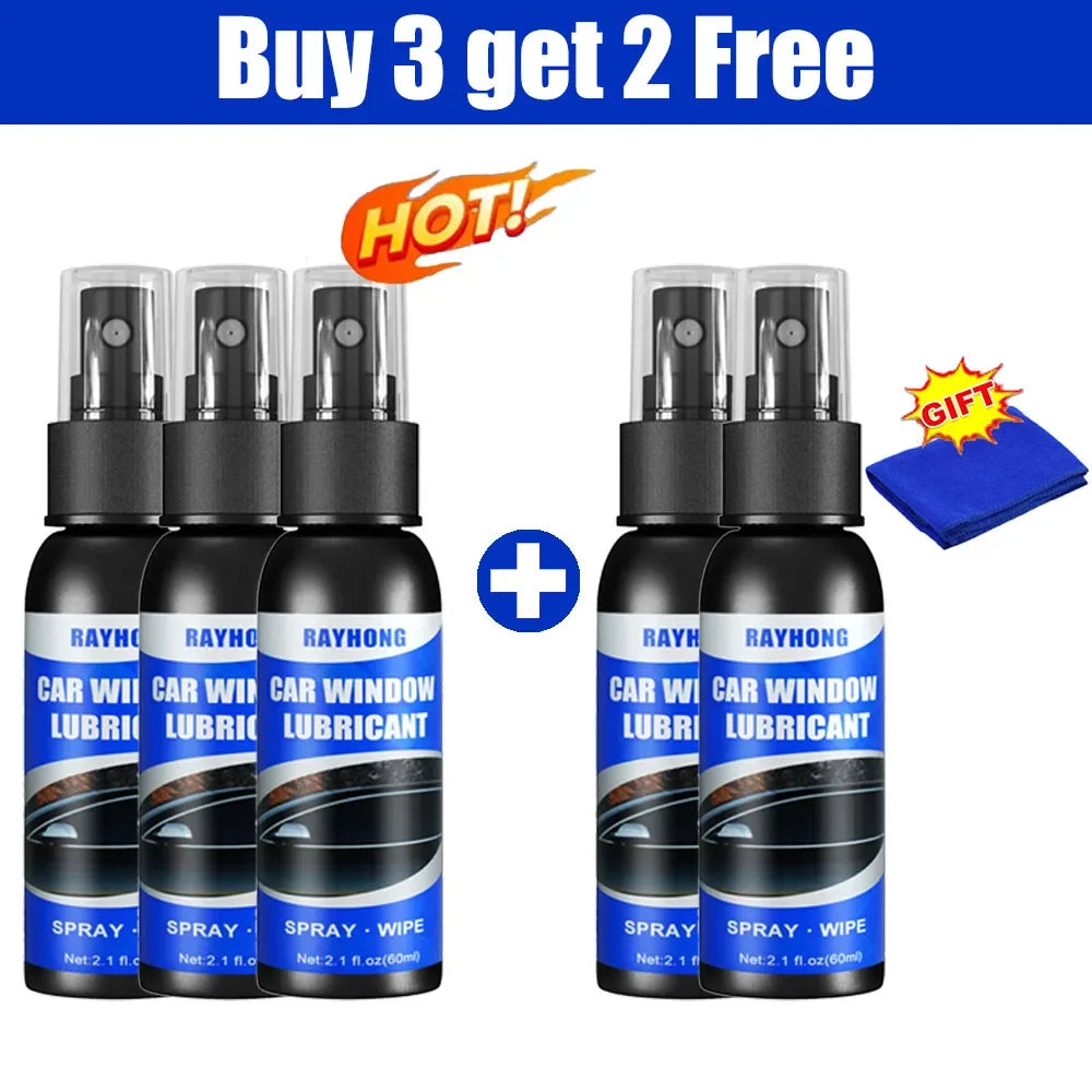 60ml Car Window Lubricant Spray Eliminates Glass Lift Noise Sunroof Track Sealing Strip Rubber Lubrication for Smooth Operation