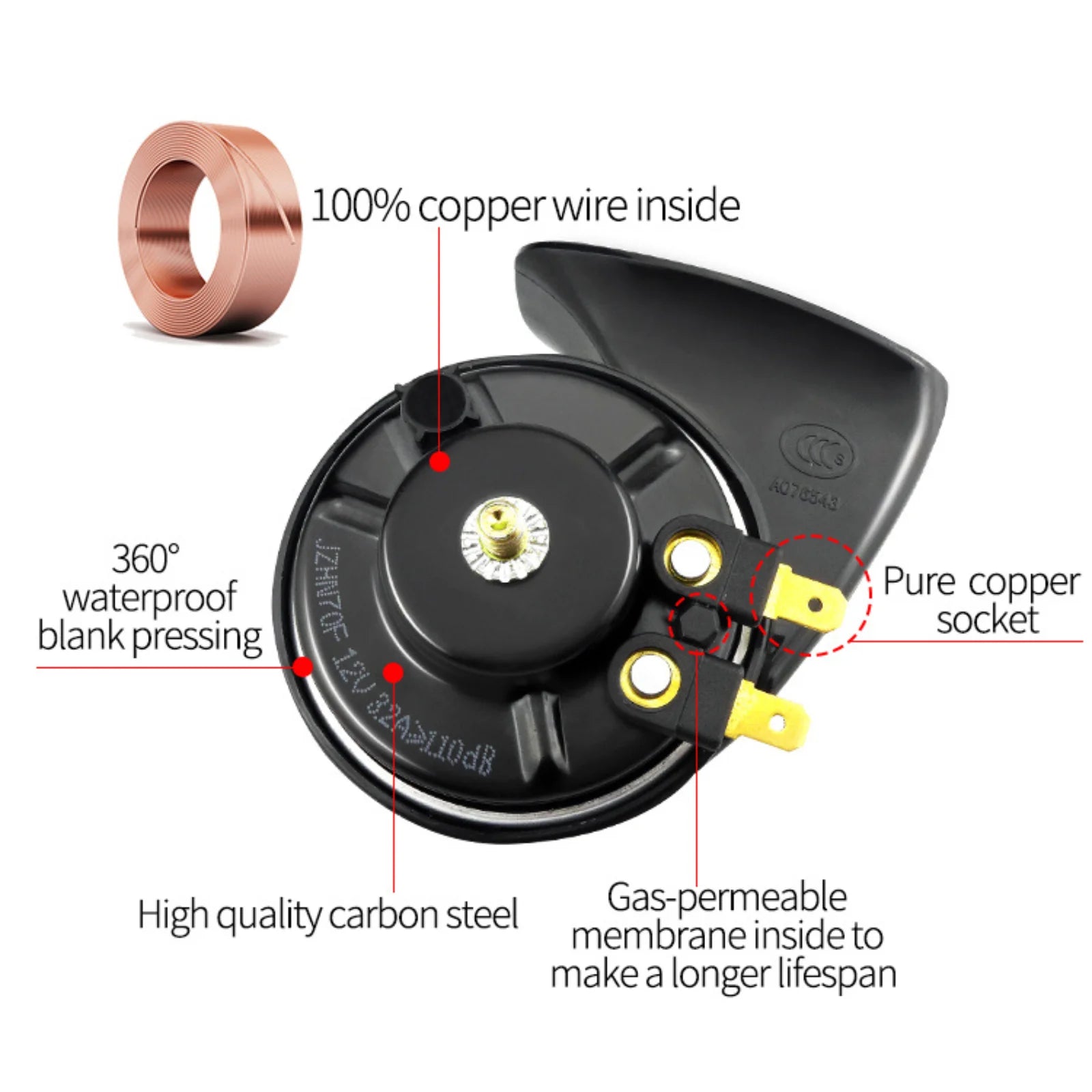 Universal 12V 130DB Super Loud Waterproof Car Snail Air Truck Motorcycle Horn Dual Tone