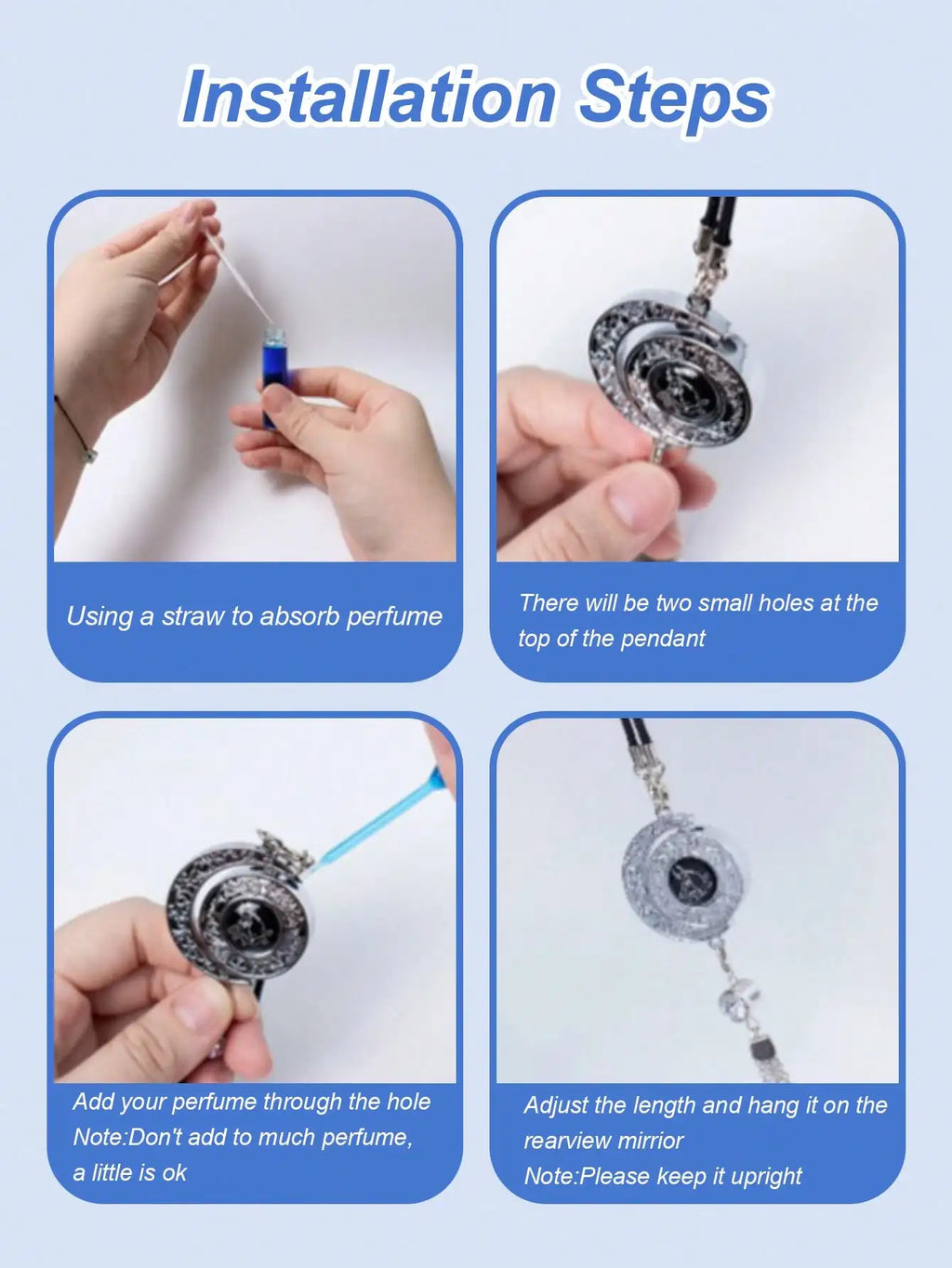 1Pc Rotating Diamond Car Perfume Pendant - Refillable DIY Fragrance Container, Elegant Metal Aromatherapy Pendant