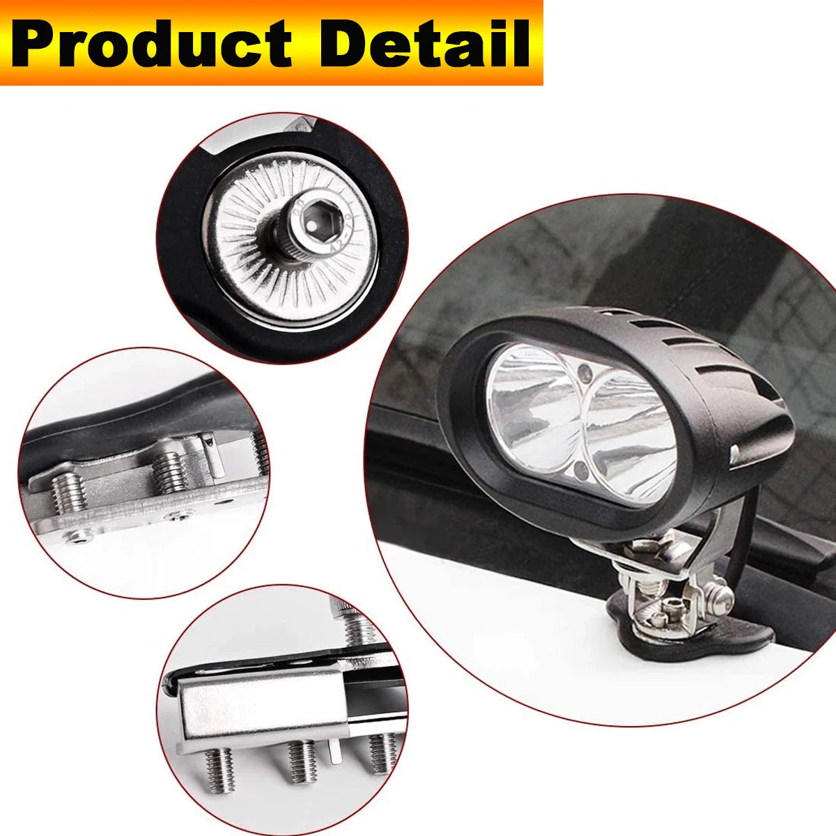 4/2PCS Universal Car Hood Mount Mounting Brackets Stainless Steel Led Work Light Bars Clamp Holder ( without Lamp ) 2Pcs