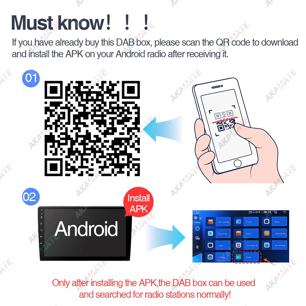 DAB+ Antenna for Android Car Radio With USB Adapter GPS Stereo DAB Receiver Player Automatic Scan Support Channel List LOGO