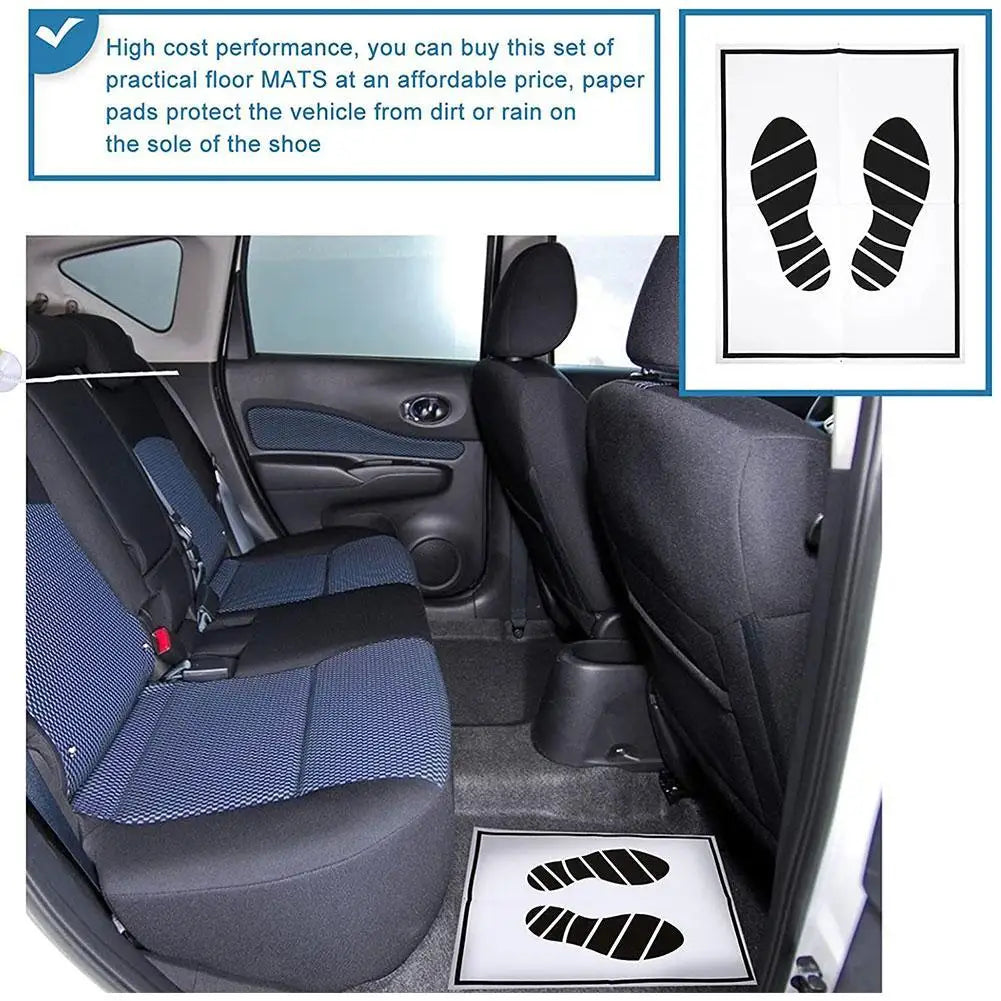 25/50/100Pcs Disposable Car Foot Mats Portable Paper Vehicle Foot Pads For Protection Disposable Car Mat Paper Anti-dirty Mat