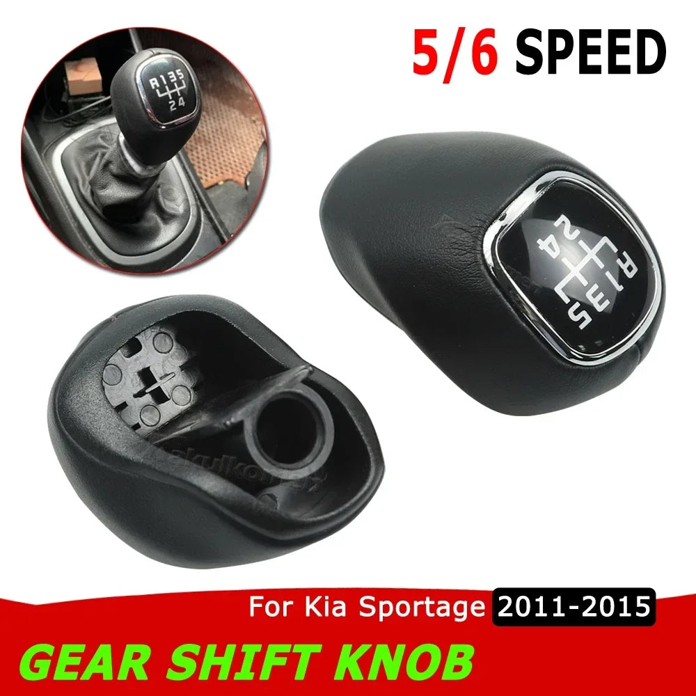 6 Speed Leather Gear Knob Shift Lever Shifter Handball For KIA Sportage 2011-2015 For Rio 3 5 VELOSTER 2013 2014 2015