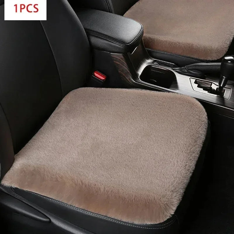 Plush Rabbit Fur Car Seat Cushion Winter Warmth Thick Wool Square Multicolor Cushion for Main Driver or Co-pilot Cover Universal