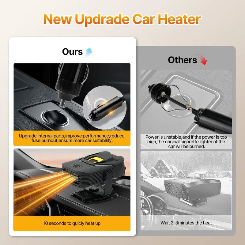 Electric Car Heater Air Cooler Fan 12V 150W Portable Demister Defroster Heating Fan Dryer Windshield Defogging Accessroies