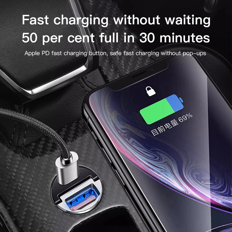 Invisible Mini Car 100W Charger USB Type-C Dual Interface For Smart Fortwo 451 450 453 EQ Forfour Roadster Forjeremy Crossblade