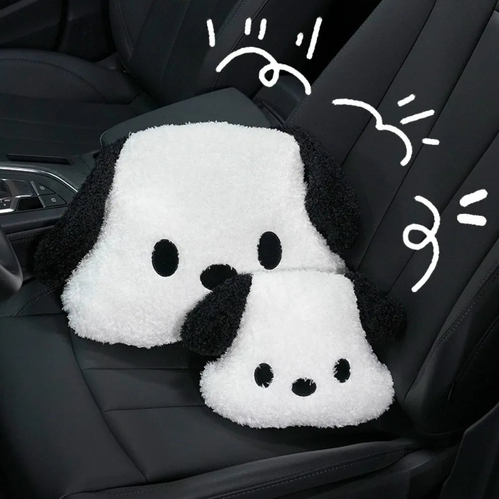 Car Headrest Neck Pillow  Waist Rest Cute Plush dog Backrest in the Car Lumbar Support