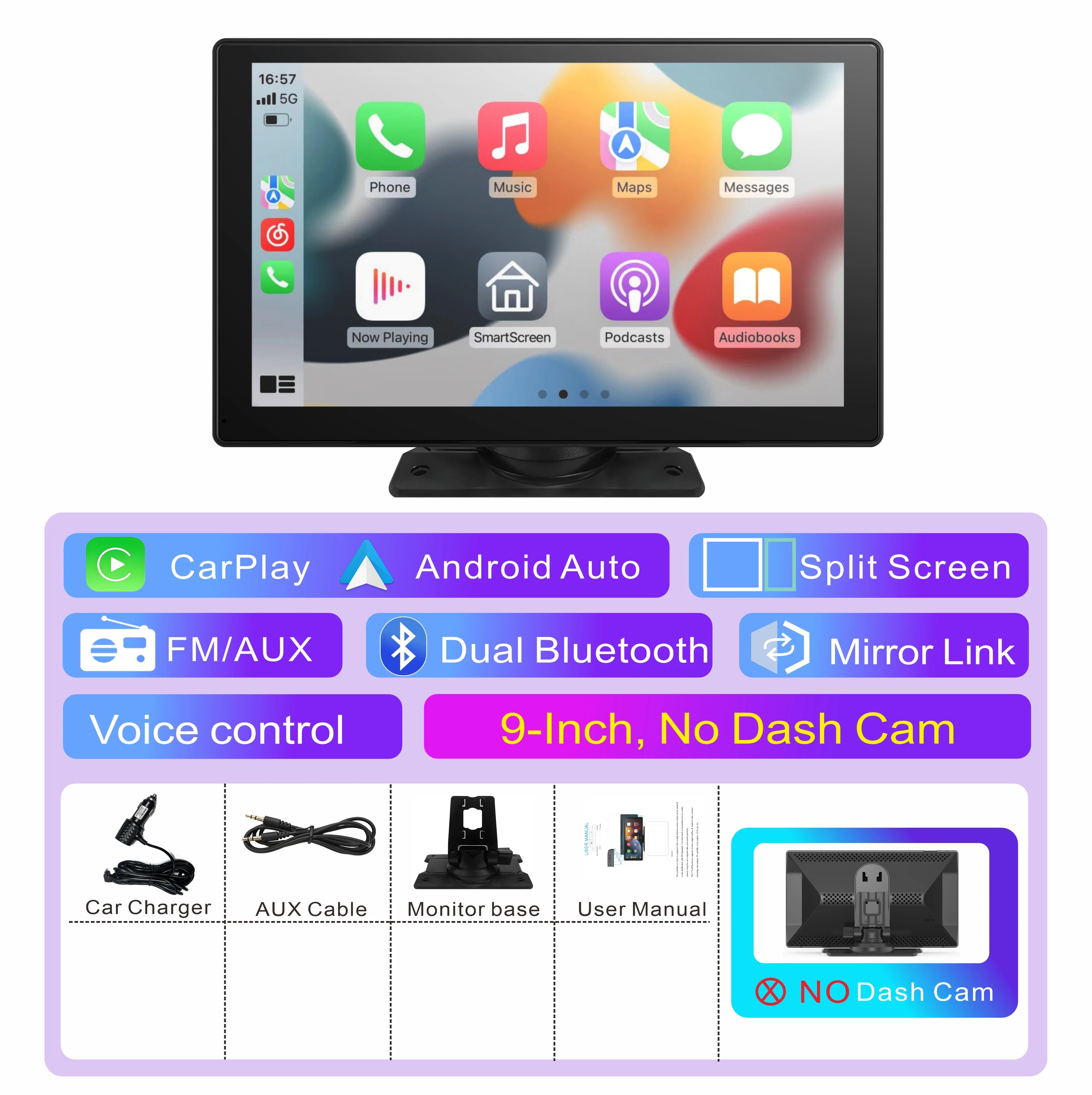 Pionray 9/11.26 inch CarPlay Screen Multimedia Video player Radio FM Compatible with car play Android Auto and Apple Carplay/GPS