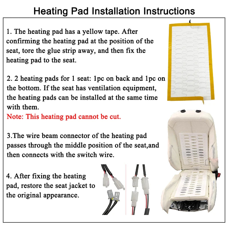 Universal Built-In Car Seat Heater Kit Fit 2 Seats 12V Alloy Wire Heating Pads 3 Levels Dual Control Heated Switch System
