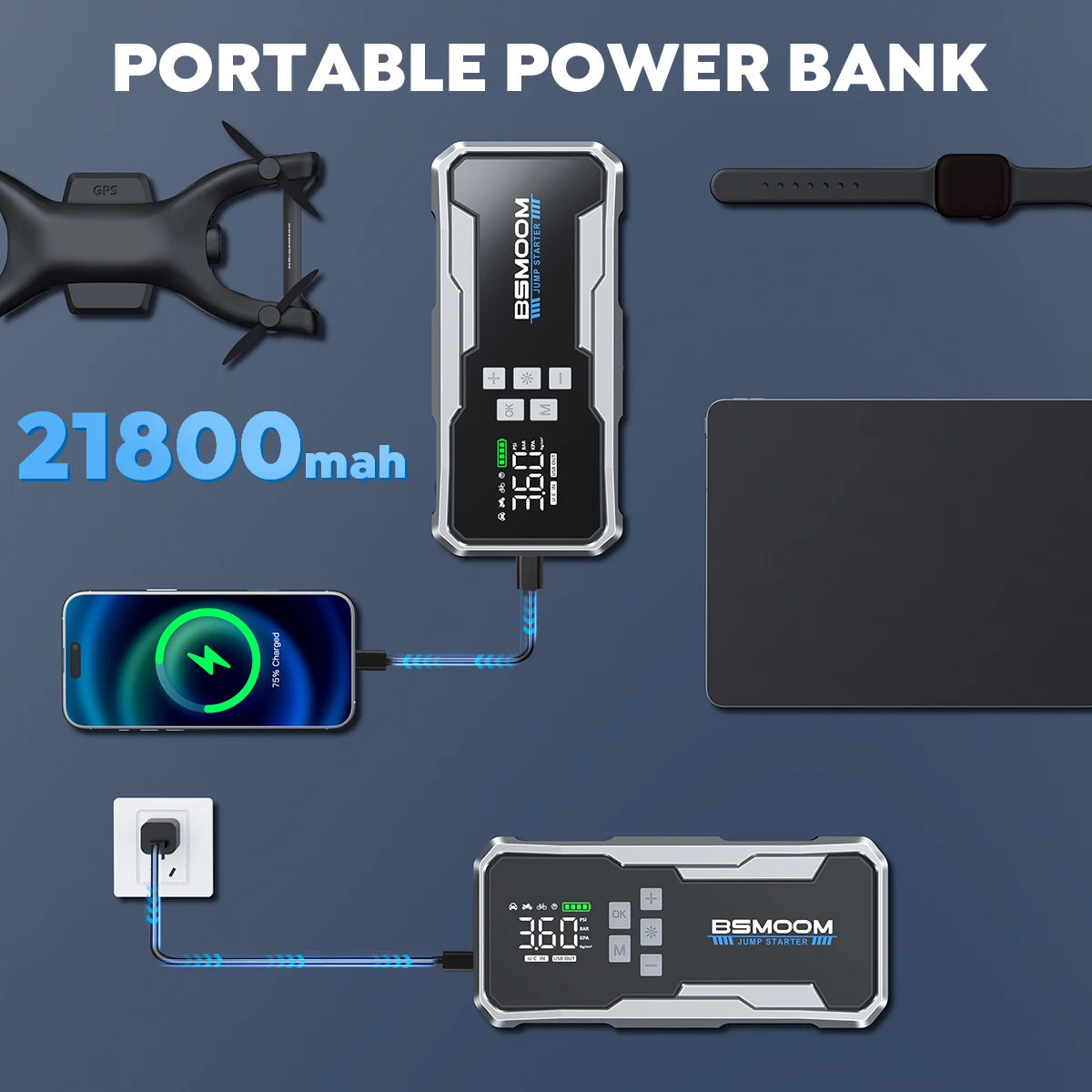 6000A Car Jump Starter Power Bank Portable 160PSI Air Pump Car Battery Emergency Boosters Starting Device Car Starter