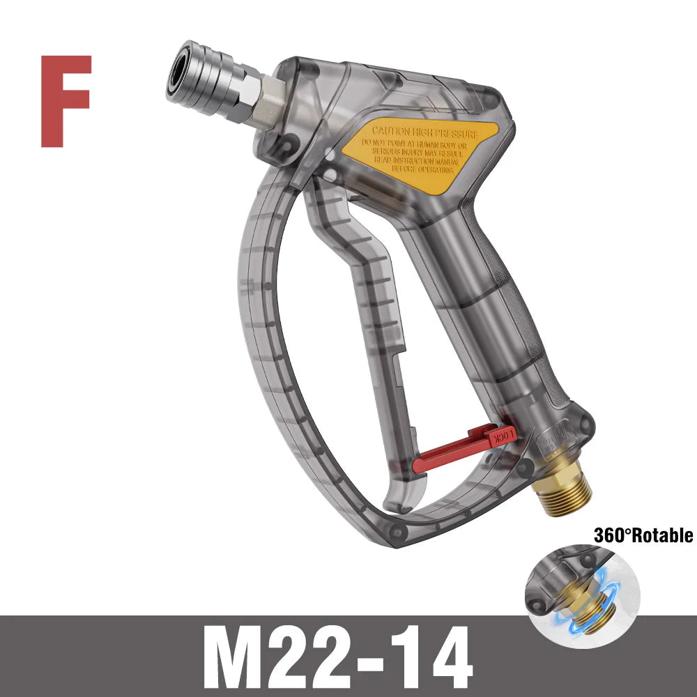 Simple transparent gray high-pressure cleaning machine car wash water gun yellow red color 360° anti-winding design with 5nozzle