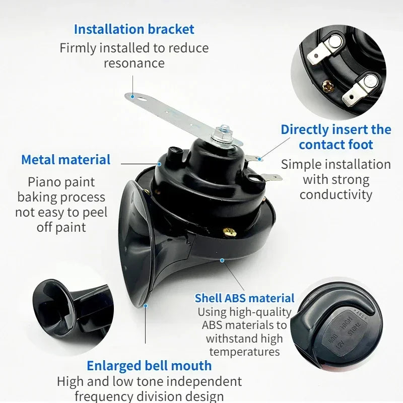 1/2PCS 60DB Electric Horn 12V Car Speaker 24V Truck High Pitched Whistle Waterproof Horns Snail Trumpet 12v Motorcycle Horn Red