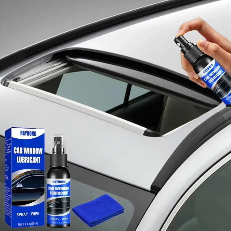 60ml Car Window Lubricant Spray Eliminates Glass Lift Noise Sunroof Track Sealing Strip Rubber Lubrication for Smooth Operation