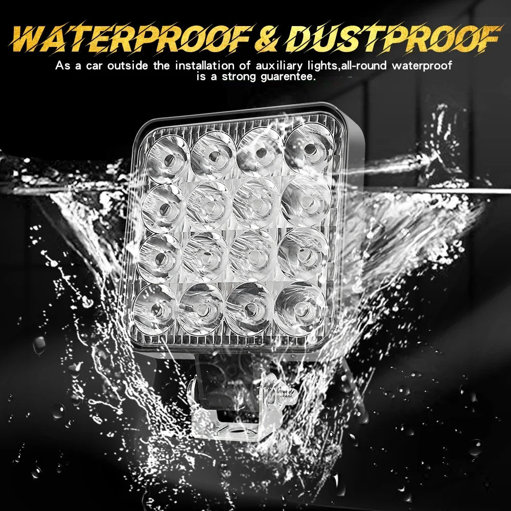 HAOLIDE Mini 4 inch LED Work Light 48W  6000k Off Road Spotlight for Truck 4X4 Car SUV ATV Barra LED Headlights 12V 24V