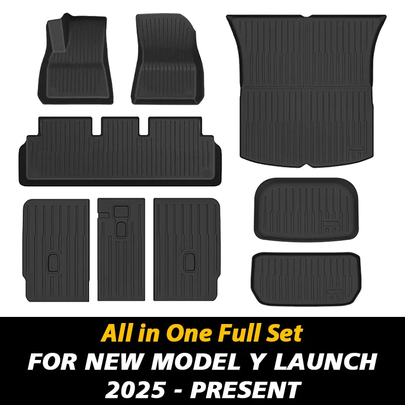 For New Tesla Model Y Launch 2025+ Juniper TPE Floor Mat & Cargo Liner All Weather Trunk Mats Floor Liner Seat Backrest Mats