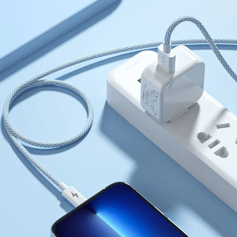 MVQF 3in1 66W Super Fast Charging Macarone Braided  Data Cable, Suitable for Iphone Huawei Xiaomi Android Type C Charging Cable