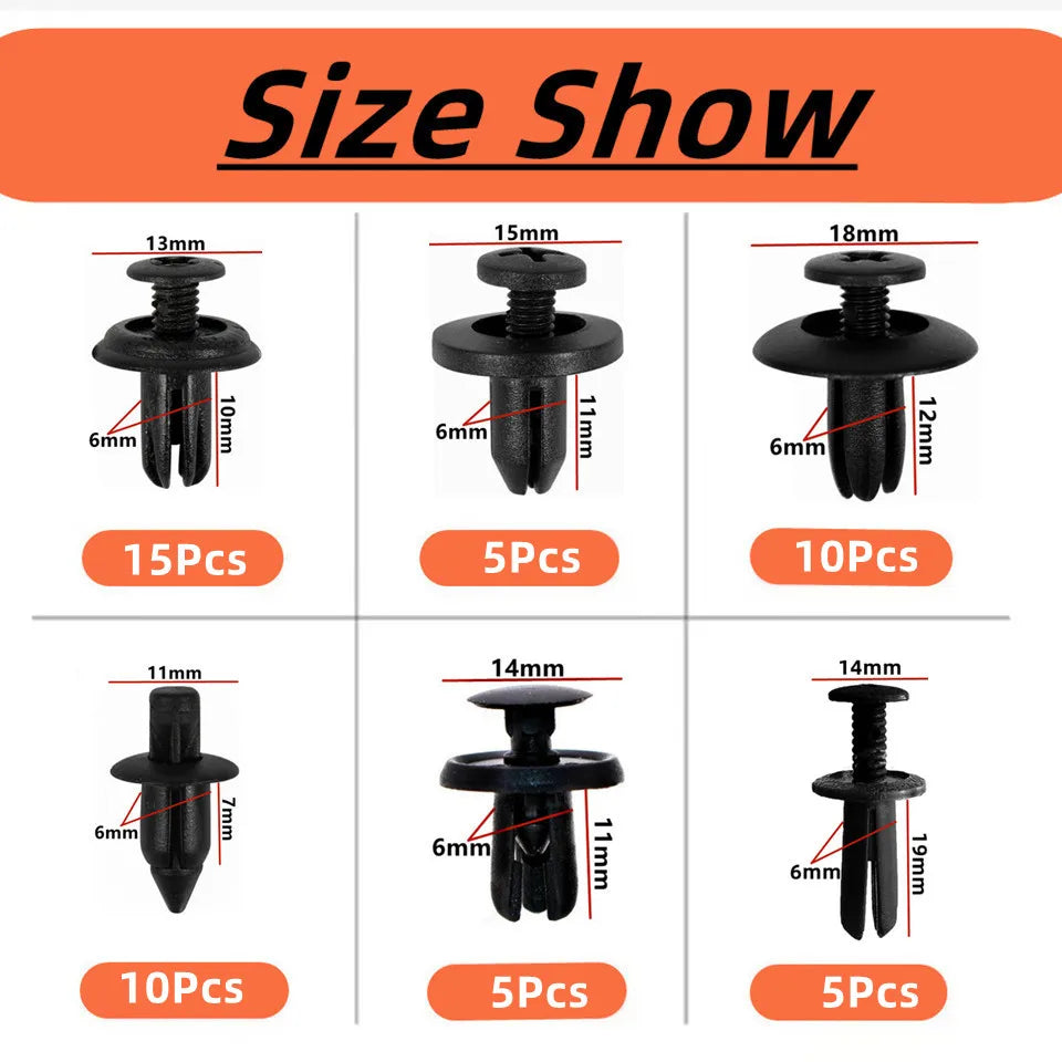 6mm Motorcycle Auto Mudguard Screw Rivet Bag Packed For Mitsubishi Wheel Arch Car Trunk Plastic Fastener Clip Repair Small Box