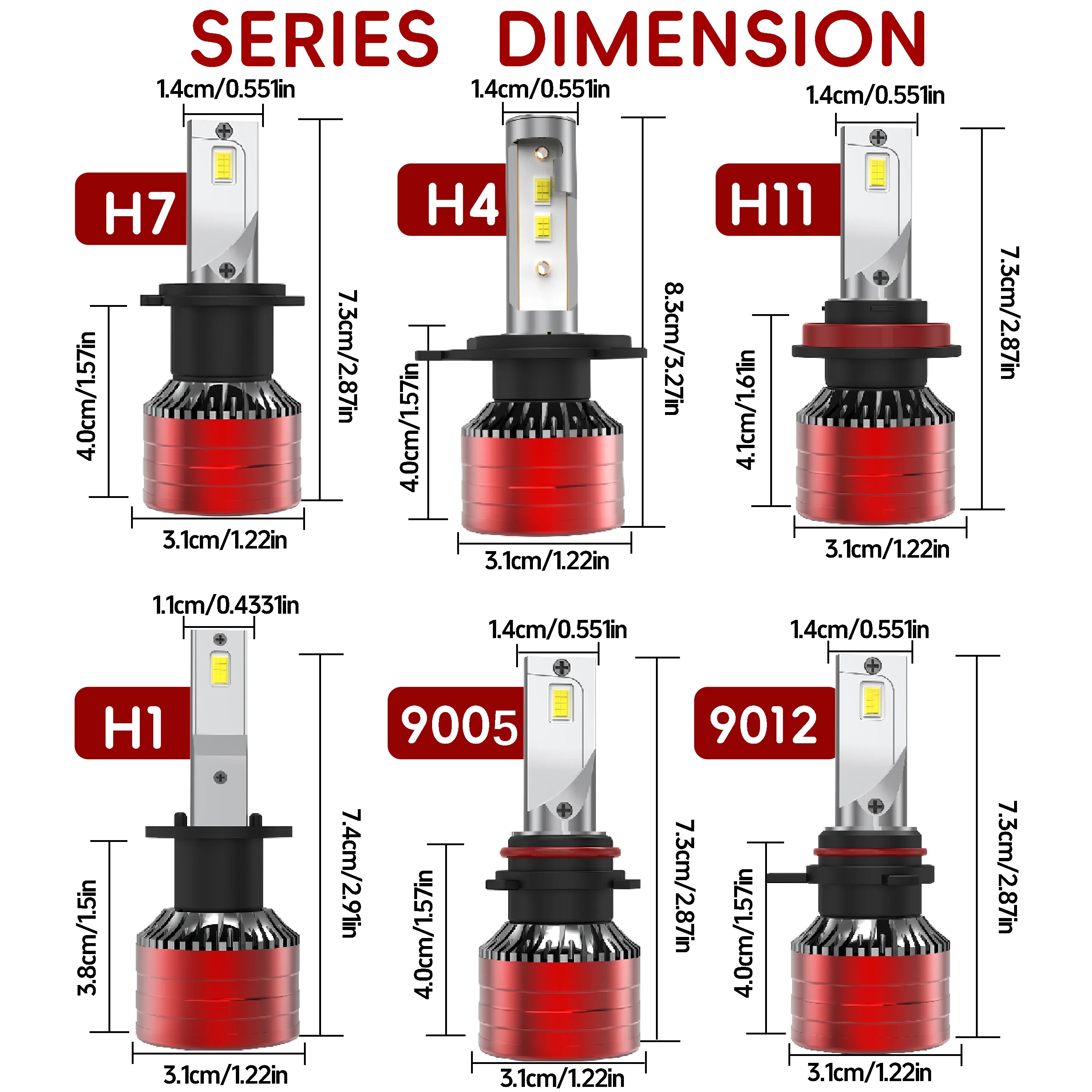 Heyword 2Pcs Car Headlight H4 H7 LED H11 9005 9006 H1 Auto Bulbs 390W 129000LM Light Lamp 6000K 12V Led Headlight Bulbs